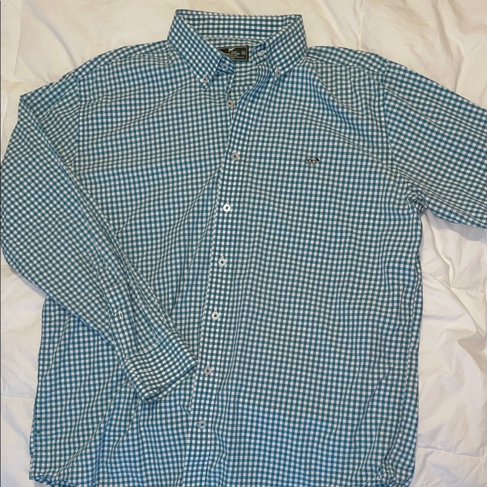 Nautica Teal Checkered Button Down Shirt